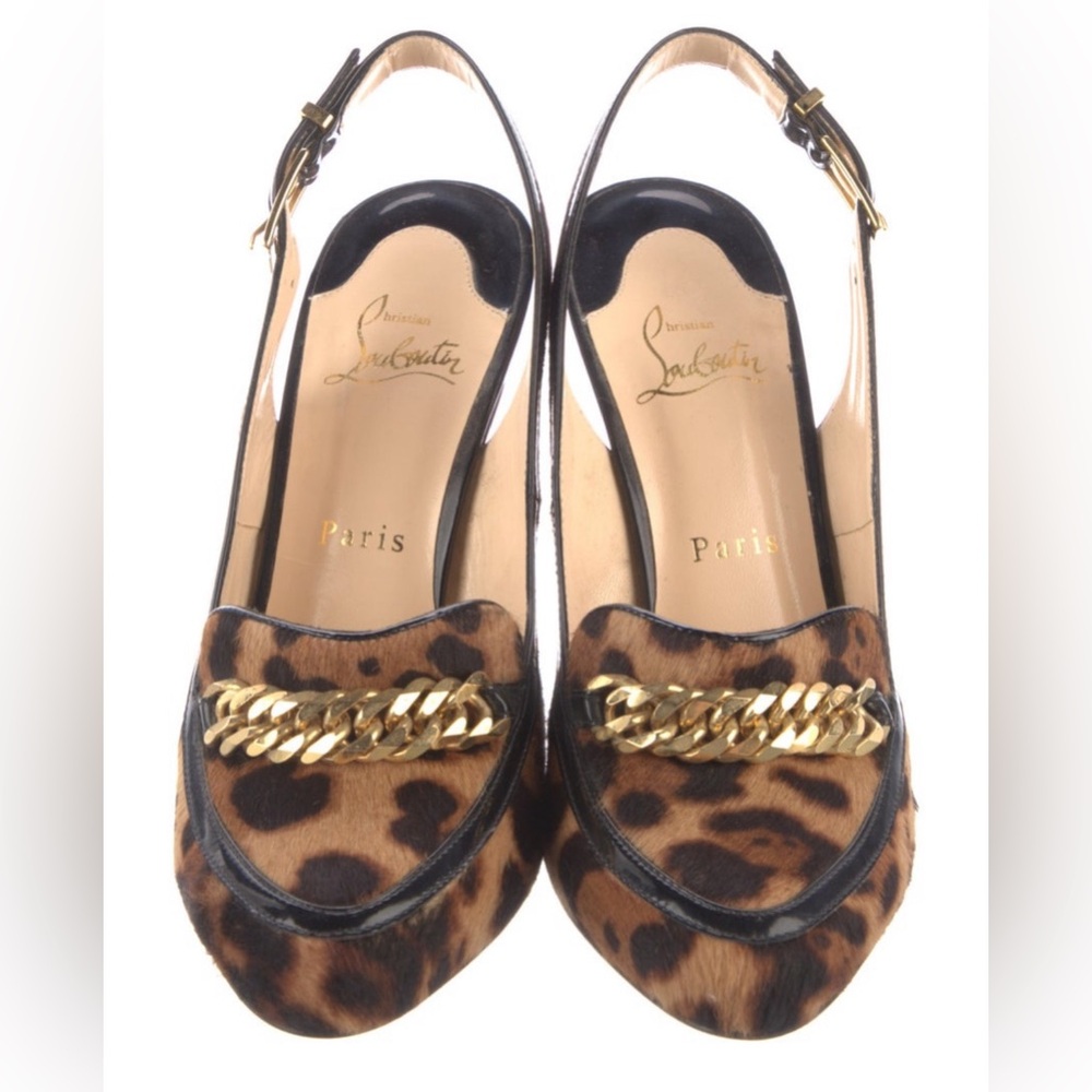 Christian Loubutin anymal print fur heels (eu 38) us 8